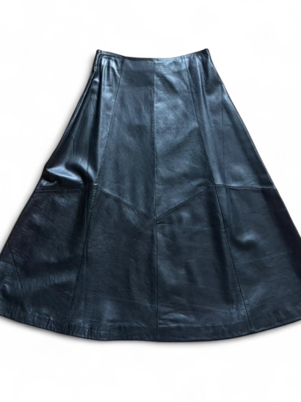 Vintage STUDIO SIENA Black leather midi skirt with zipper